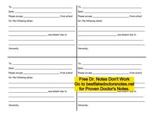 fake doctors note excuse form
